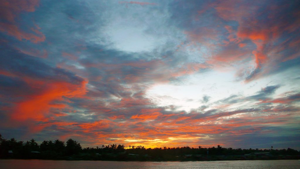 Sonnenuntergang im Mekongdelta in Vietnam